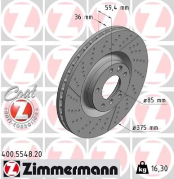 Stabdžių diskas ZIMMERMANN 400.5548.20
