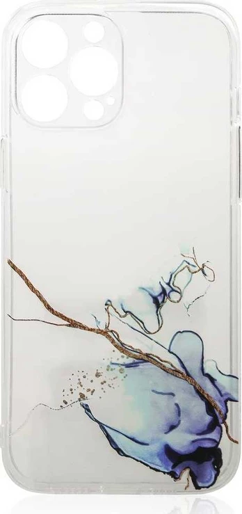 Hurtel Skaidrus marmurinis dėklas iPhone 12 Pro – mėlynas