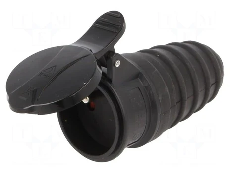 Connector: AC supply | female | socket | 2P+PE | 250VAC | 16A | black