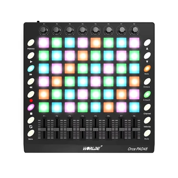 WORLDE MIDI Drum Pad Controller – 48 RGB multi-touch pad’ai, DJ beat maker ir live performance kontroleris