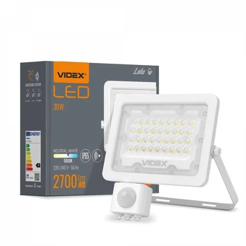 Prožektorius su jutikliu LED 30W, 2700Lm, 5000K, Videx F2e PIR