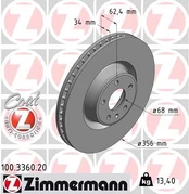 Stabdžių diskas ZIMMERMANN 100.3360.20 kaina