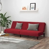 Dvivietė sofa-lova, raudonojo vyno spalvos, aksomas kaina