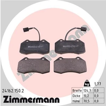 Stabdžių trinkelių rinkinys, diskinis stabdys ZIMMERMANN 24162.150.2