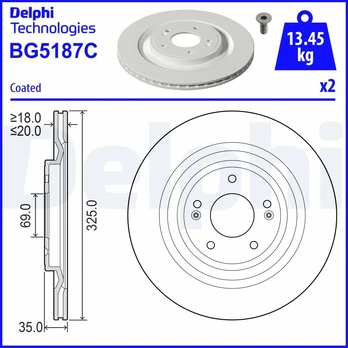 Stabdžių diskas DELPHI BG5187C
