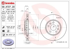 Stabdžių diskas BREMBO 09.A727.21 kaina