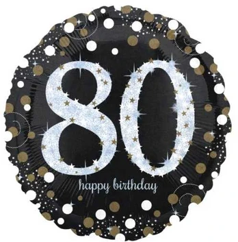 Usorteret Folieballon 80 år Sparkling