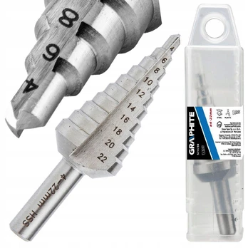 Pakopinis kūginis GRAPHITE grąžtas metalui, 4–22 mm
