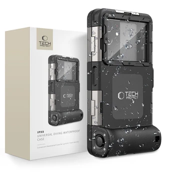Juodas universalus dėklas telefonui nardymui "Tech-Protect IPX8 Diving Waterproof"