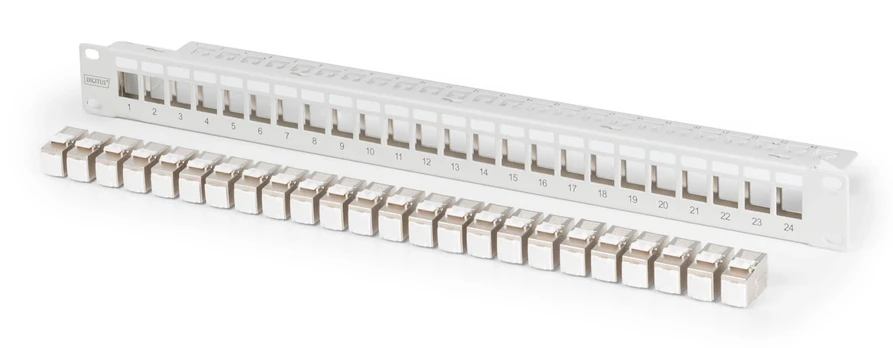 DIGITUS Patchpanel 1HE 24xCat6A Keystone Module geschirmt gr