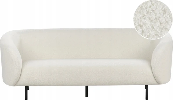 Beliani Trijų vietų sofa LOEN, balta, „Bouclé“
