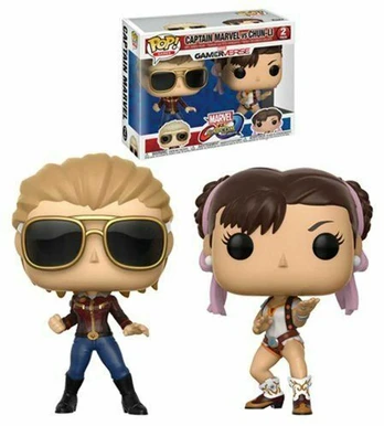 Funko POP! Marvel Kapitonas Marvel prieš Chun-Li 2 pakuotės