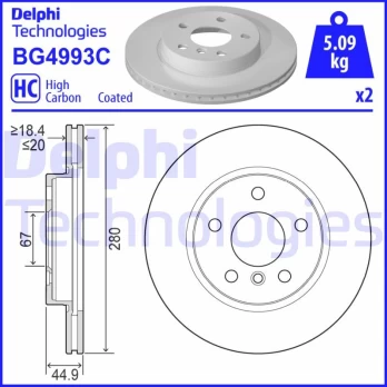 Stabdžių diskas DELPHI BG4993C