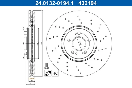 Stabdžių diskas ATE 24.0132-0194.1