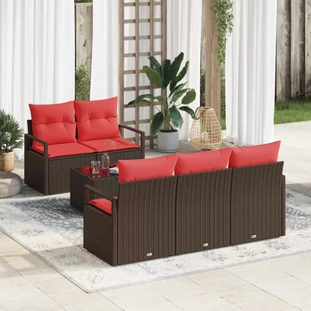 Sofos komplektas 6 pcs Ruda ir raudona poliratanas