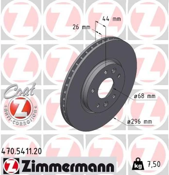 Stabdžių diskas ZIMMERMANN 470.5411.20