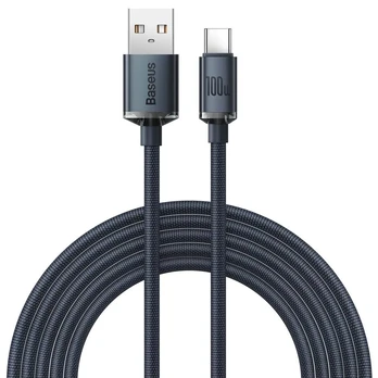 "Baseus Crystal Shine" USB-USB-C kabelis, 100 W, 2 m (juodas)