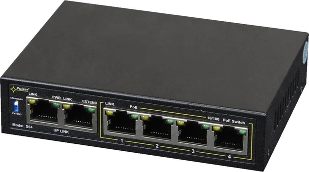 Šakotuvas SWITCH POE S-64 4 PRIEVADŲ PULSAR