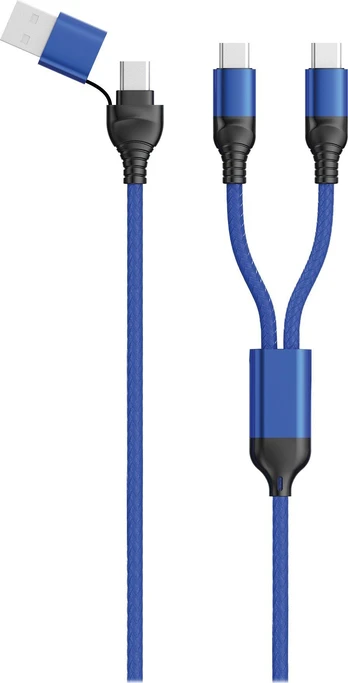 USB kabelis 2GO USB-A + USB-C - 2x USB-C 1.2 m mėlyna (797366)