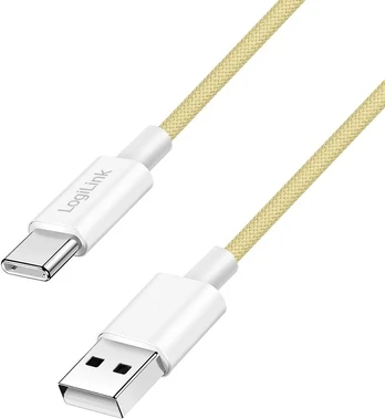LogiLink USB-A - USB-C 0.5m w nylonowym oplocie geltona
