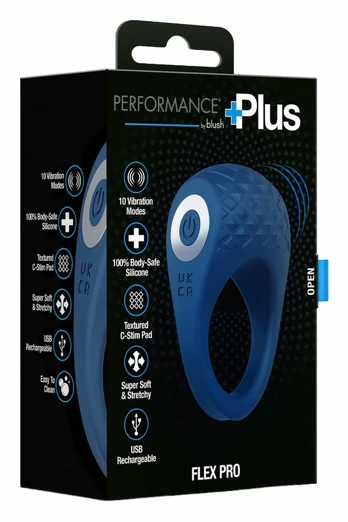 Performance Plus Flex Pro Blue Silicone Ring, 10 Vibration Modes, USB