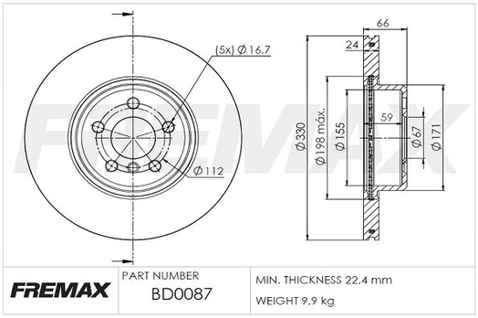 Stabdžių diskas FREMAX BD-0087