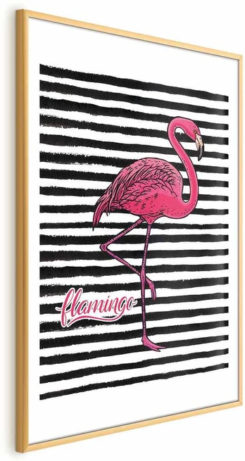 Artgeist Plakatas - Juodas Stripes and Flamingo