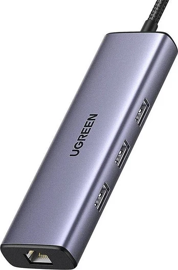 Adapteris USB Ugreen Adapteris 1w6 UGREEN CM512 USB-C do 3x USB A 3.0, HDMI, RJ45, PD Converter