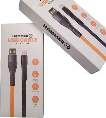 Kabelis USB Hammer USB-A - microUSB 1.2 m Oranžinė (MICRO USB CABLE)
