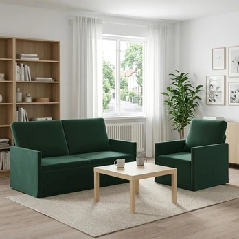 Sofa Sofos komplektas 2 vnt. Tamsiai žalia Aksomas
