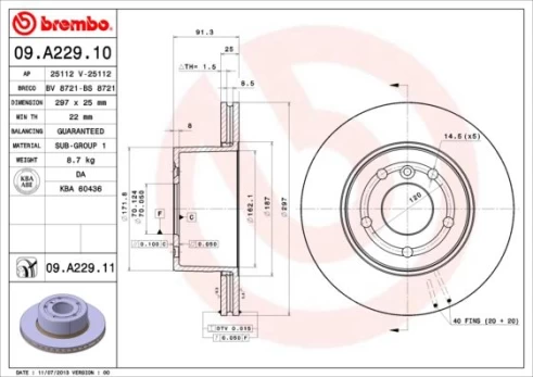 BREMBO 09.A229.11 Brake Disc