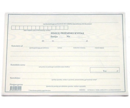 Pinigų priėmimo kvitas, be Nr., A5, 2x50 0720-059 | 27485