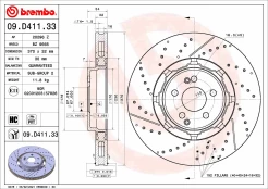 BREMBO 09.D411.33 Brake Disc kaina