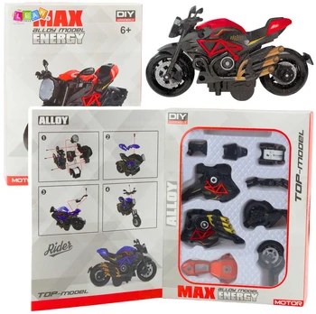 Surenkamas motociklo modelis DIY 1:14, oranžinis