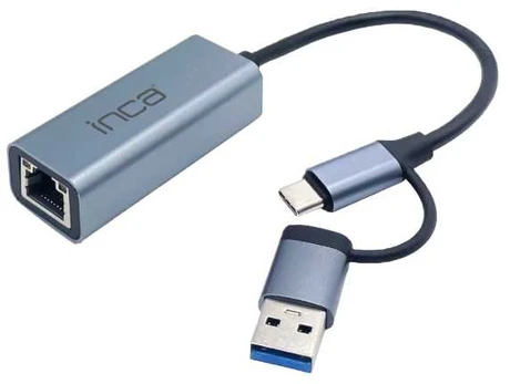 Adapteris USB Inca IUTP-01TX RJ-45 - USB-C + USB-A Mėlyna (IUTP-01TX)
