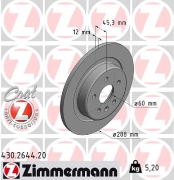 Stabdžių diskas ZIMMERMANN 430.2644.20