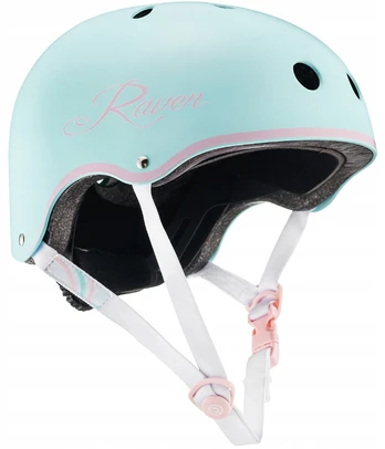 Šalmas Raven Essto, S (52-55 cm), mint/rožinė