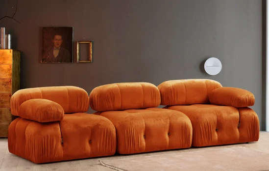 3 vietų sofa, Hanah Home, Bubble, oranžinė, 95 x 75 x 288