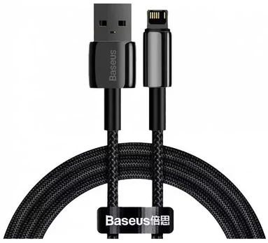 "Baseus" auksinis volframo kabelis "USB to iP 2.4A" 1 m (juodas)