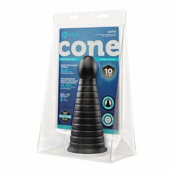 b-Vibe Cone 10 Inch Tapered & Ribbed Model with Suction Cup, Black