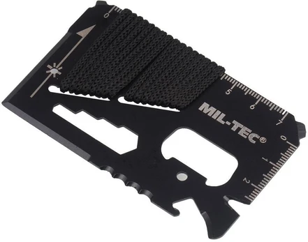 Mil-Tec Juodas SURVIVAL TOOL CARD PARACORD WITH CASE