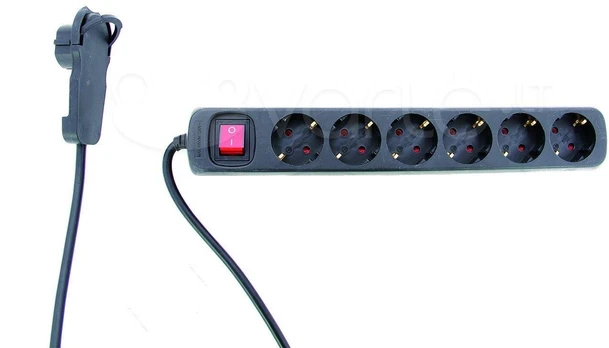 REV Multiple Socket Outlet 2m 6-fold with switch, black