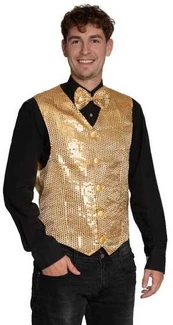 Partychimp Guld pailletvest og butterfly