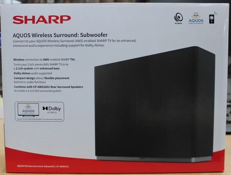 Sharp AQUOS Wireless Surround Subwoofer | Sharp AQUOS Surround Subwoofer | CP-AWS0101 | Wi-Fi | DAMAGED PACKAGING | Wireless connection