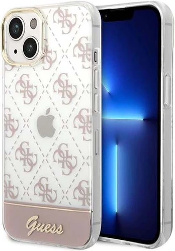 Originalus dėklas Guess GUHCP14MHG4MHP iPhone 14 Plus 6.7 rožinis / rožinis hardcase 4G Pattern Script