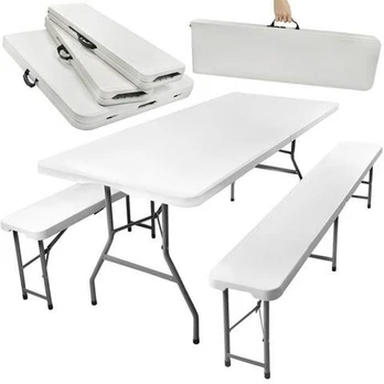Sulankstomas sodo stalas su dviem suolais 180 cm