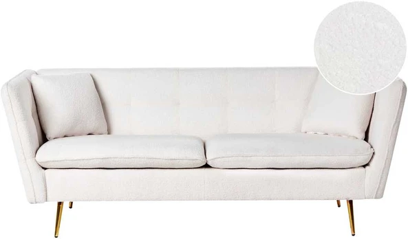 Beliani Trivietė sofa FREDERICA, bouclé audinys, balta