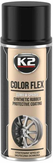 K2 COLOR FLEX GUMA W SPRAYU - Juodas POŁYSK 400ML