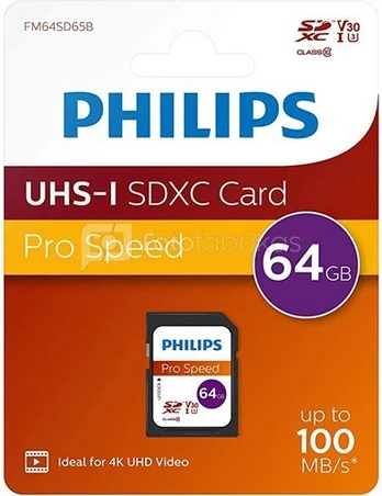 Philips SDXC Card 64GB Class 10 UHS-I U3 V30 A1