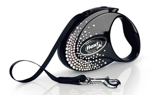 Automatinis pavadėlis Flexi Glam Splash 2113, sidabro/juodas, S 3m